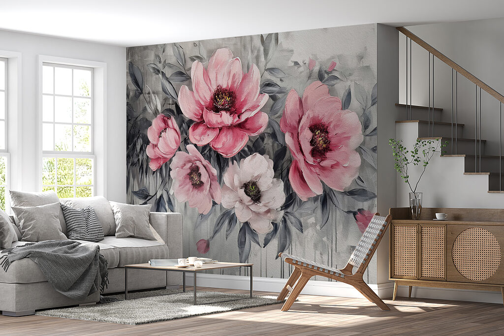 Flowers above paint drips — interior 3