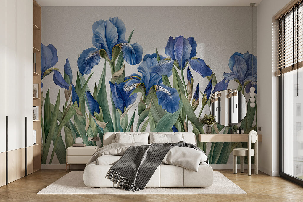 Irises on slender stems — interior 1
