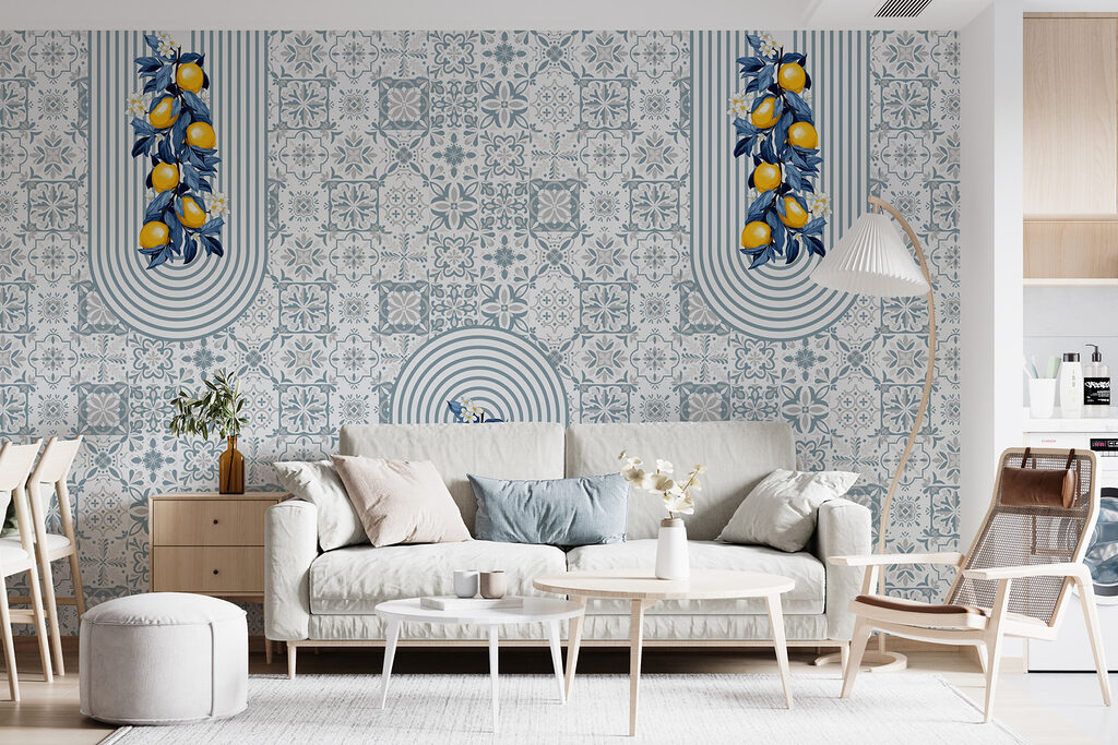 Lemons among blue tiles — interior 1