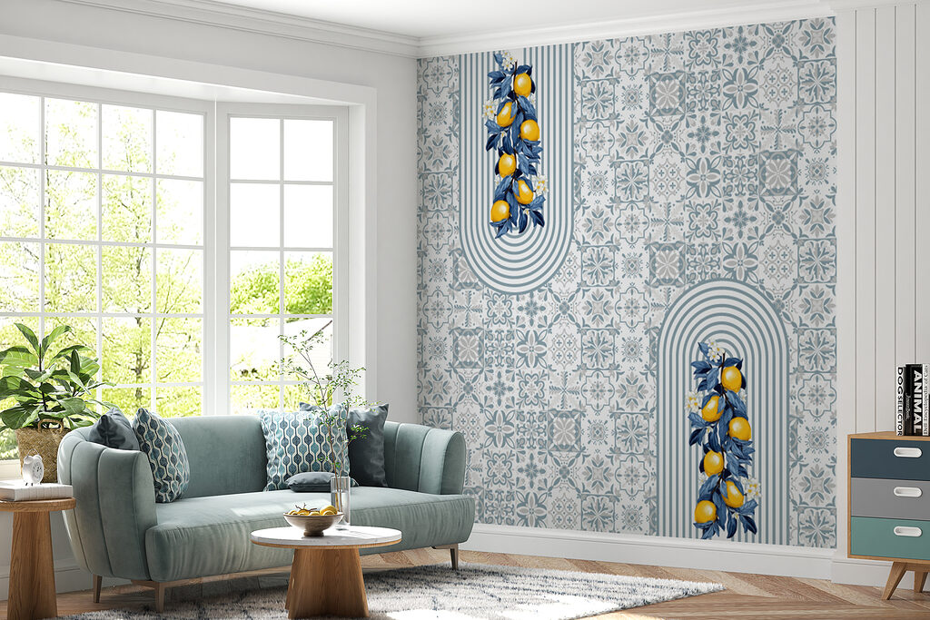 Lemons among blue tiles — interior 2