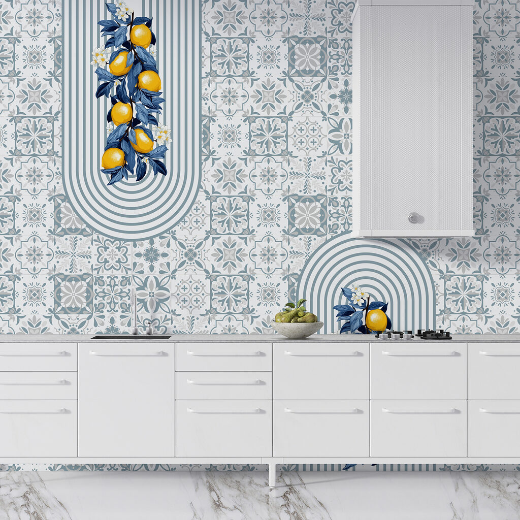 Lemons among blue tiles — interior 3