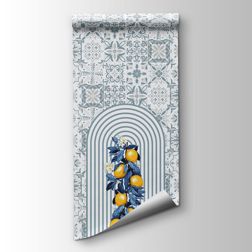 Lemons among blue tiles — product view