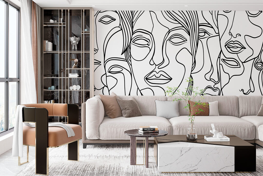 Faces in line art — interior 1