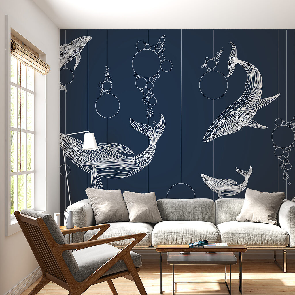 Whale Linework in an interior