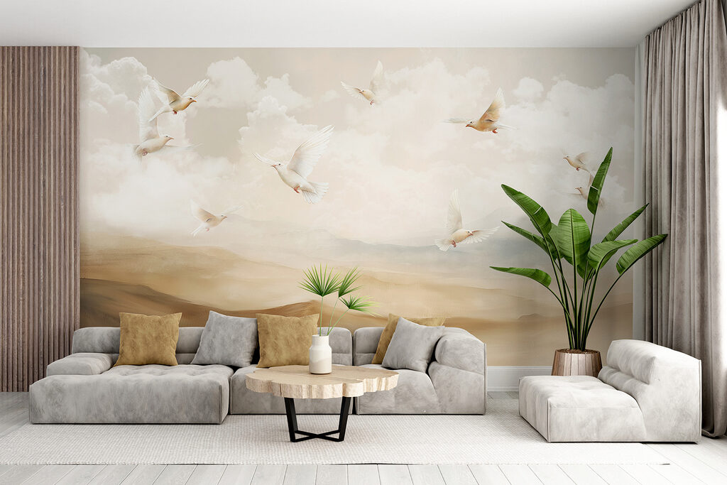 Birds above misty hills — interior 5