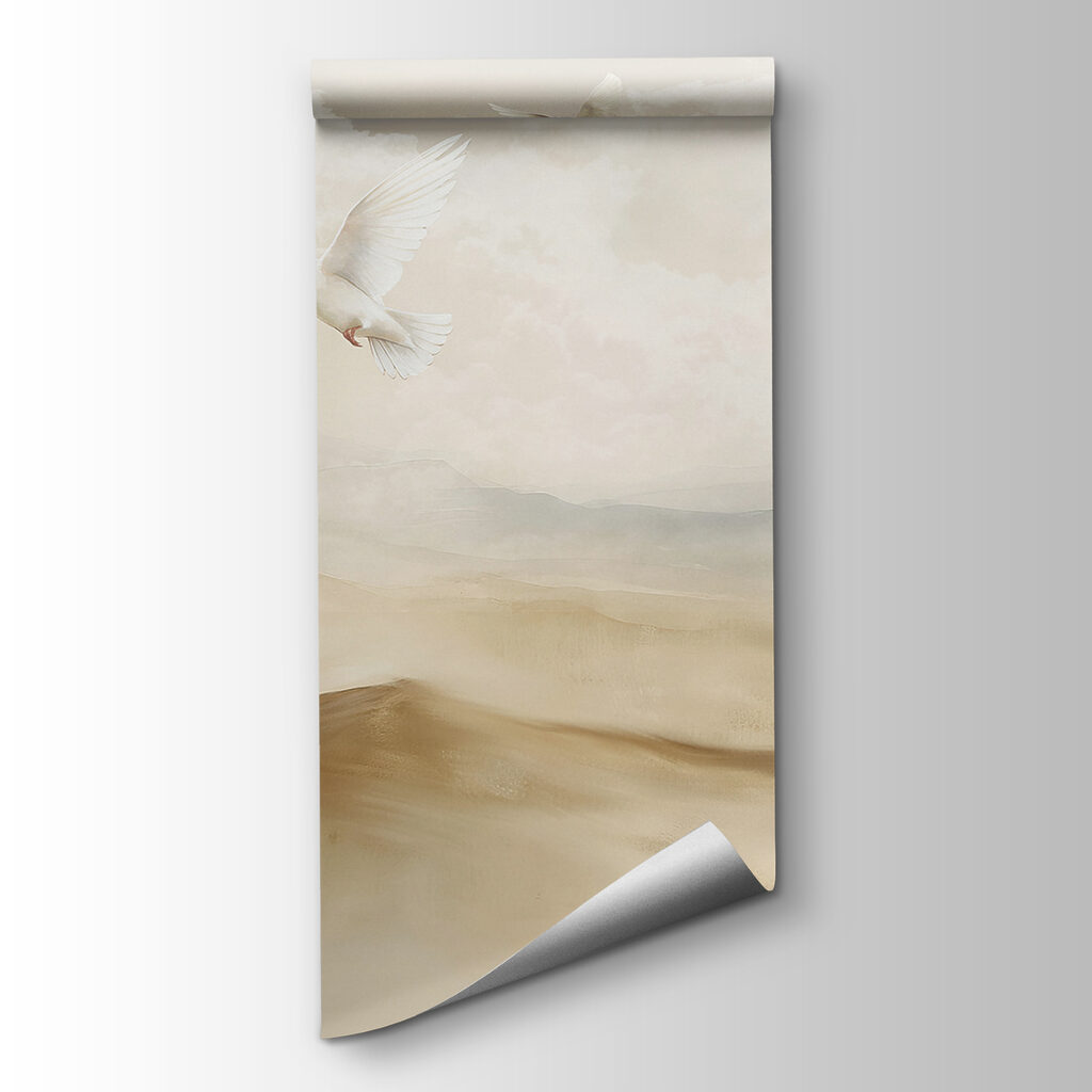 Birds above misty hills — product view