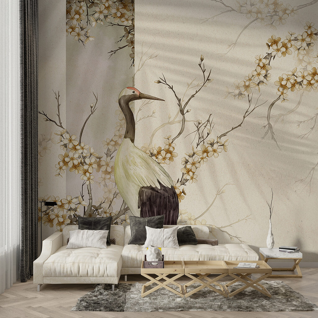 Crane among blossoms — interior 4