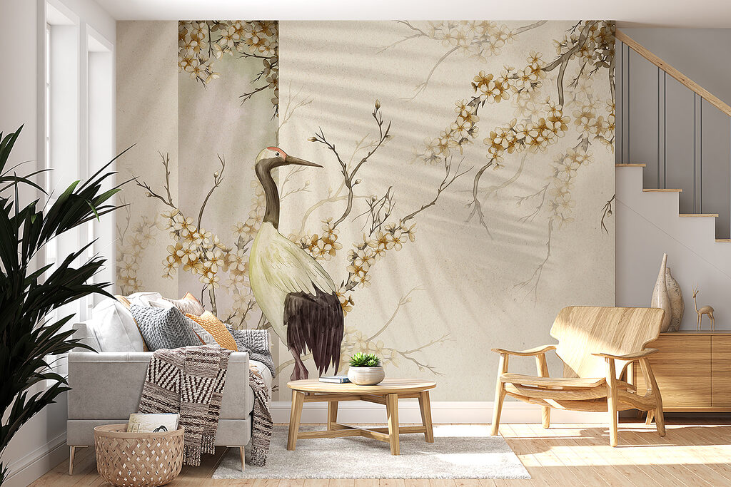 Crane among blossoms — interior 5