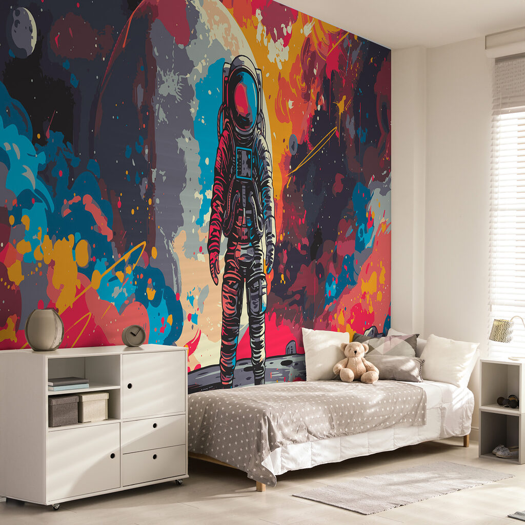 Astronaut among paint splashes — interior 2