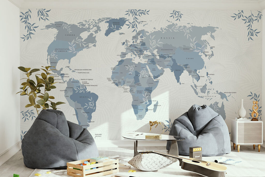World Map Branches in an interior