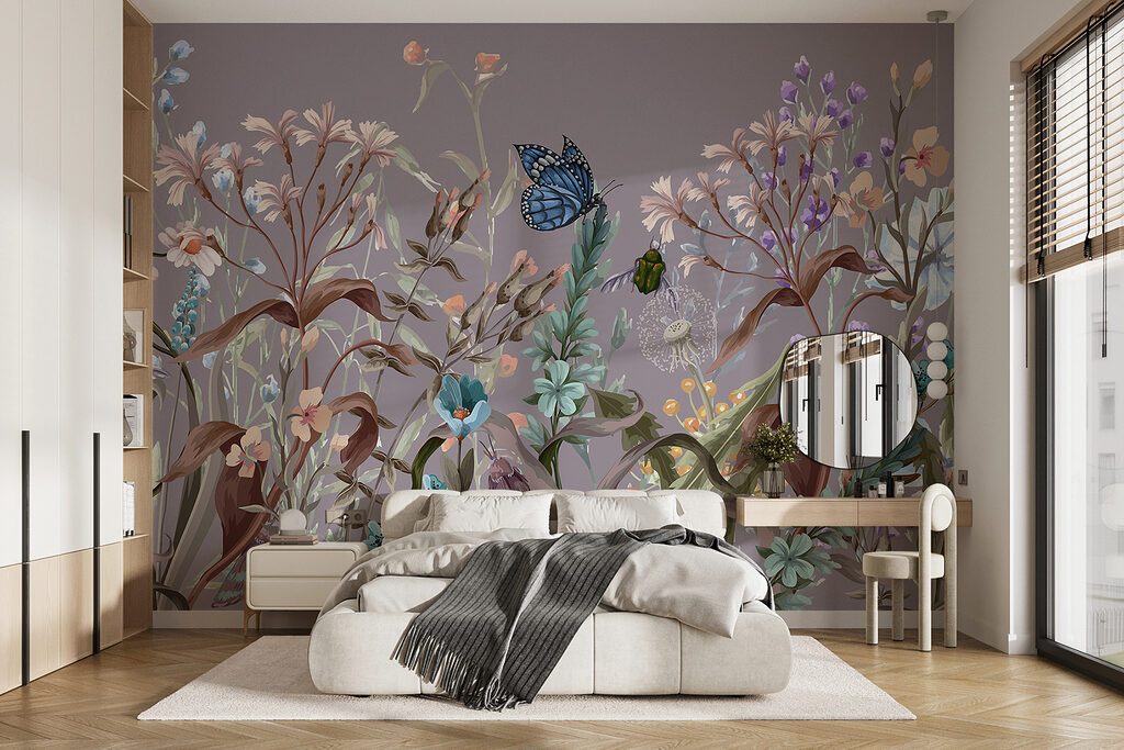 Butterfly on Meadow Flowers in an interior