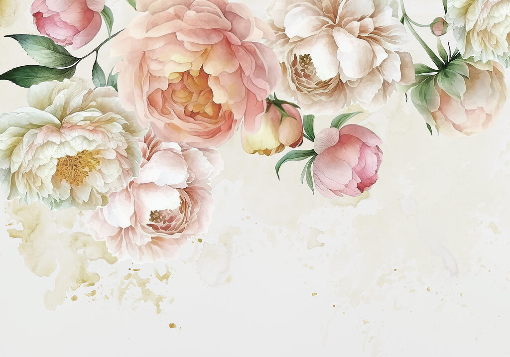 Peonies along the top — full design