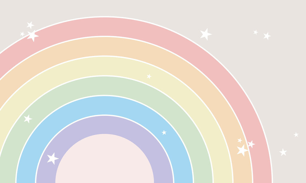 Rainbow with white stars — full design
