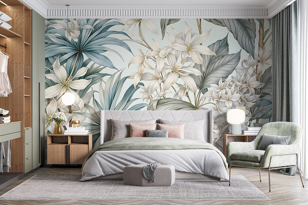 Flowers and pointed leaves — interior 1