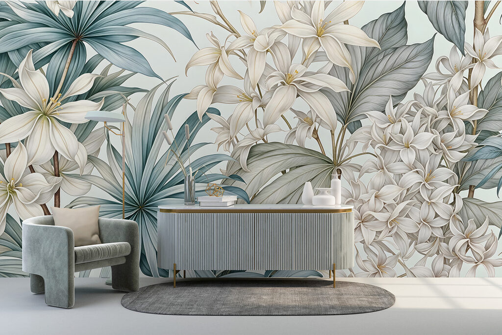 Flowers and pointed leaves — interior 3