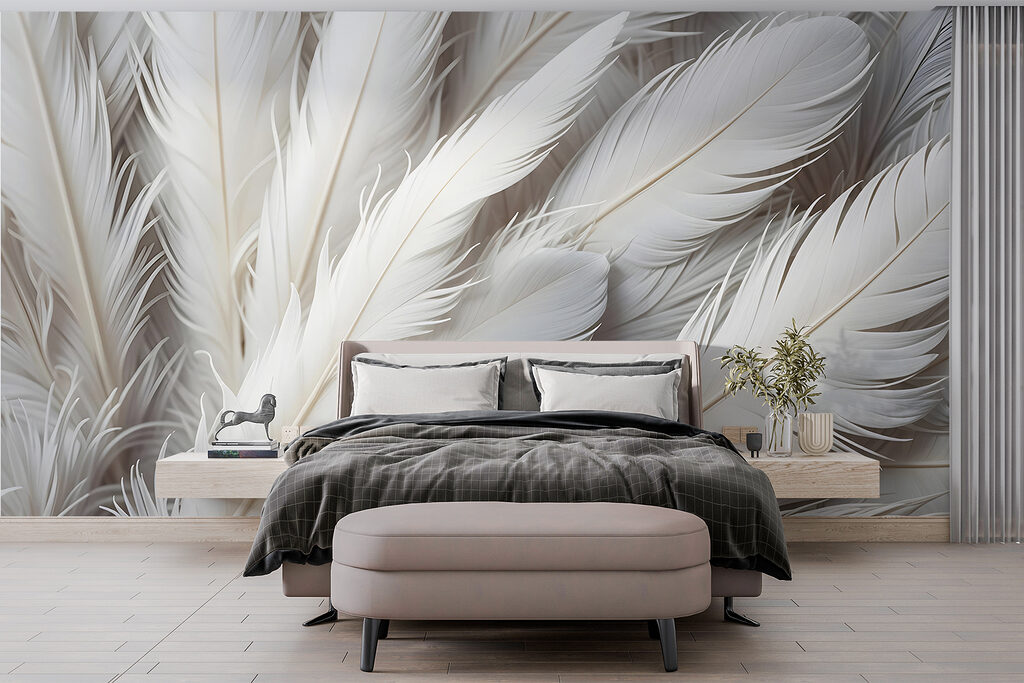 Densely packed white feathers — interior 1