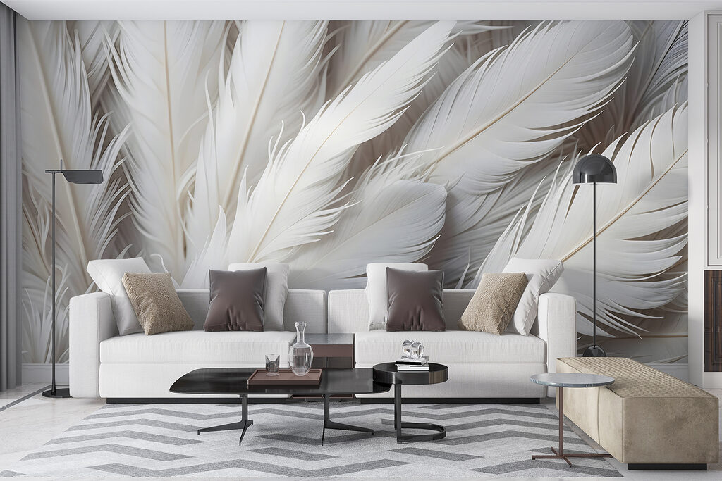 Densely packed white feathers — interior 4