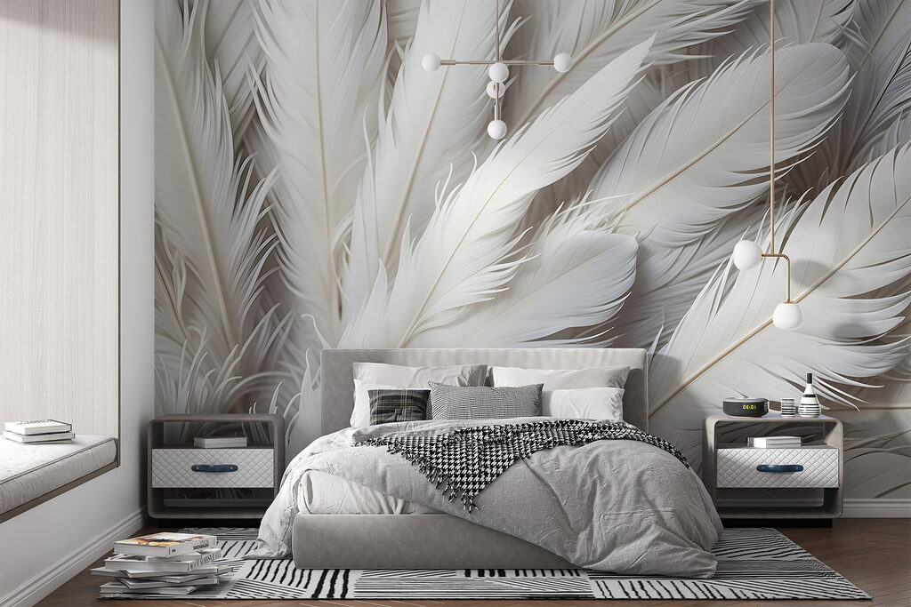 Densely packed white feathers — interior 5