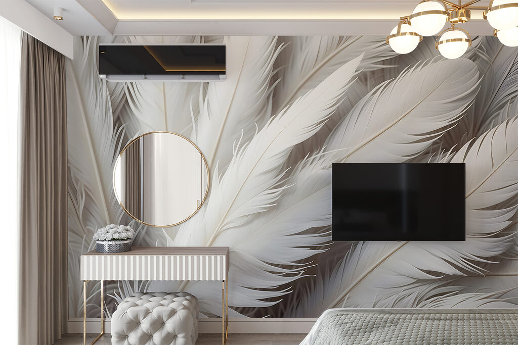 Densely packed white feathers — interior 6