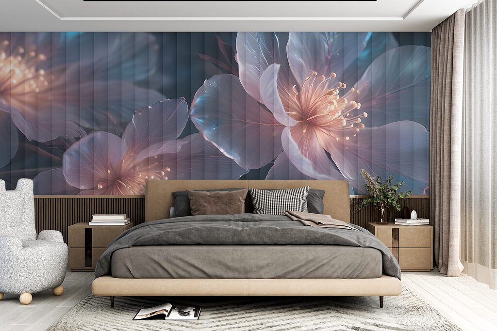 Blue flowers, light sparks — interior 3