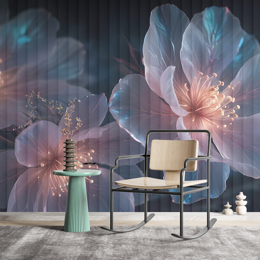 Blue flowers, light sparks — interior 4