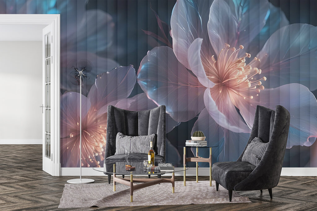 Blue flowers, light sparks — interior 5