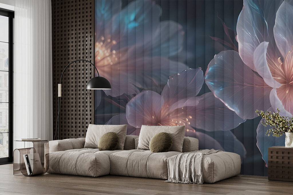Blue flowers, light sparks — interior 6