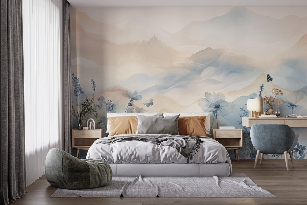 Blue wildflowers and mountains — interior 2