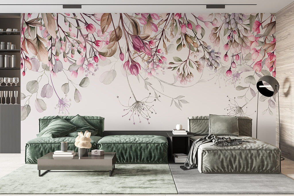 Pink hanging blossoms — interior 3