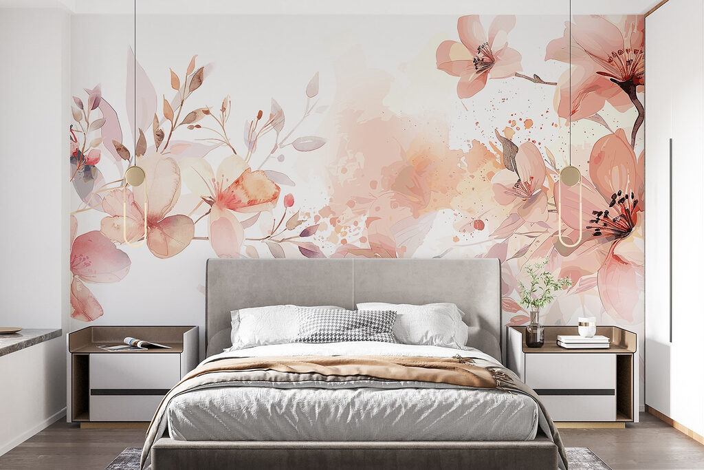 Watercolour Blossom Border in an interior