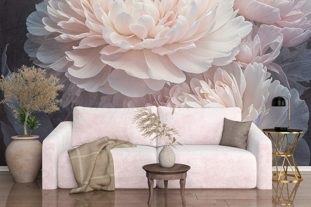 Pink peonies on anthracite — interior 6