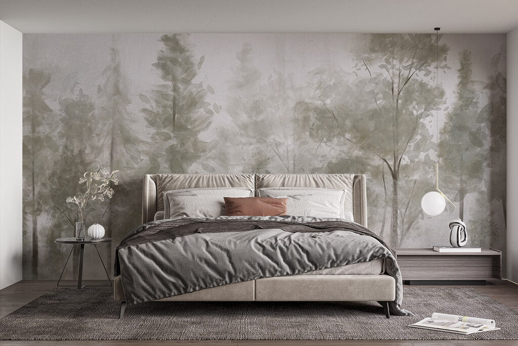 Light trunks in mist — interior 1
