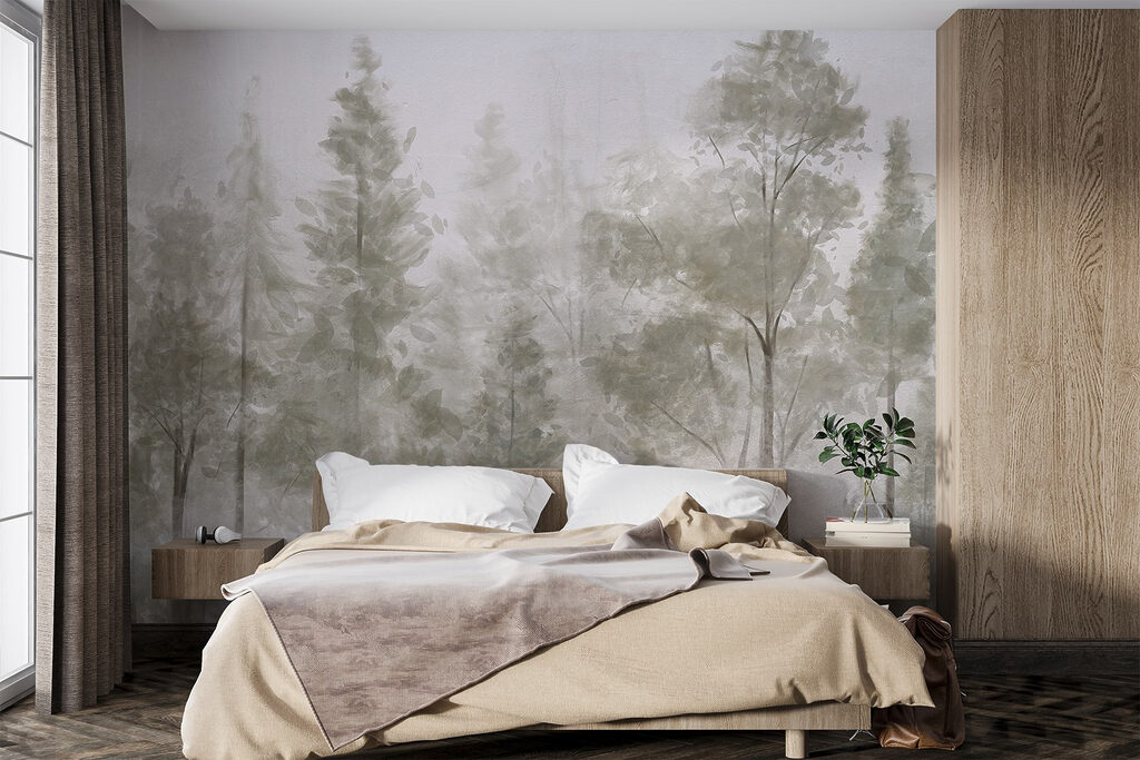 Light trunks in mist — interior 2