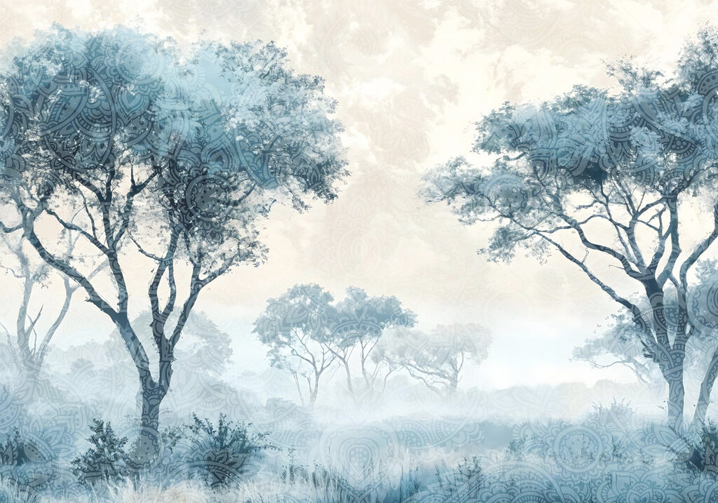 Tree crowns above grassland — full design