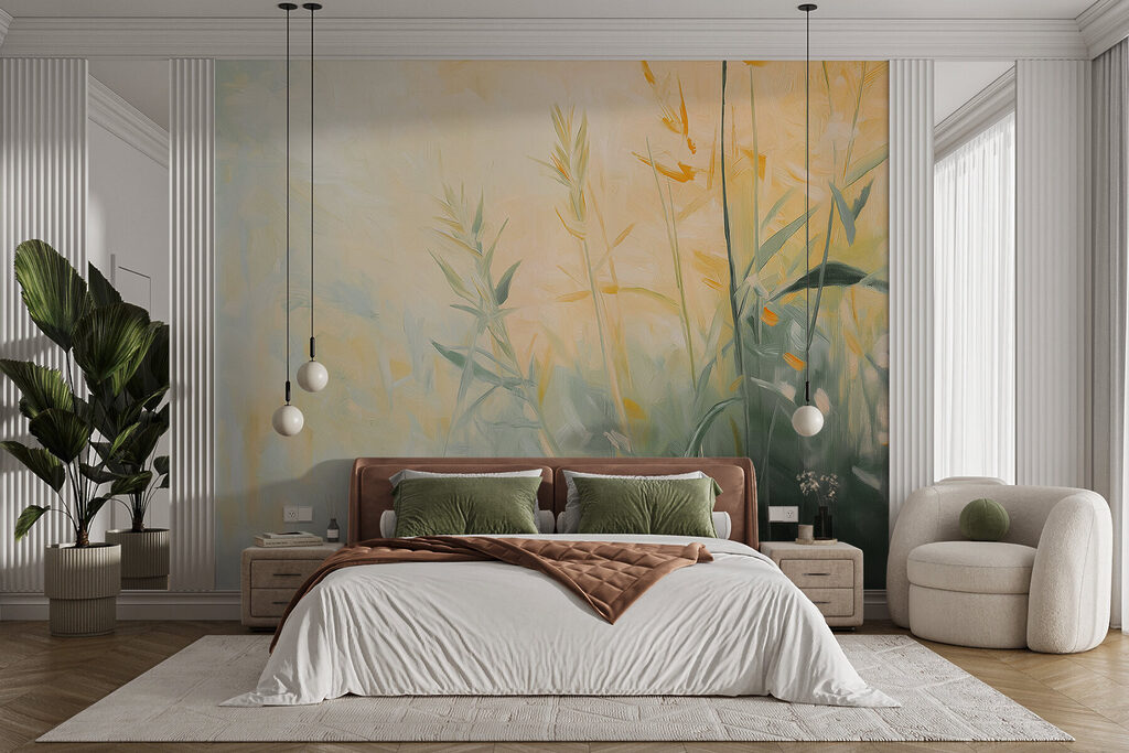 Golden stems over green — interior 2