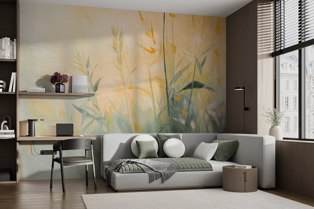Golden stems over green — interior 3
