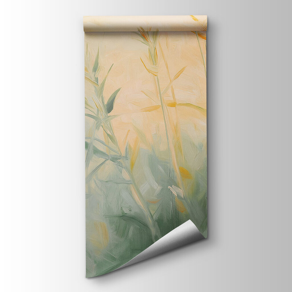 Golden stems over green — product view