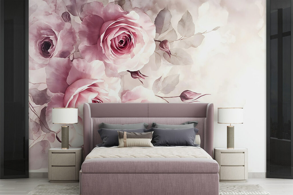 Pink roses, left side — interior 1