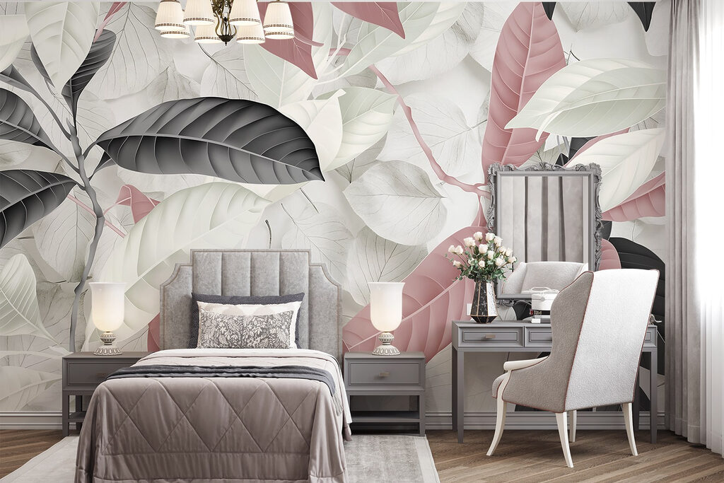 Pink and near-black leaves — interior 1