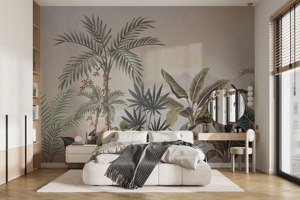 Tropical palms and birds — interior 1