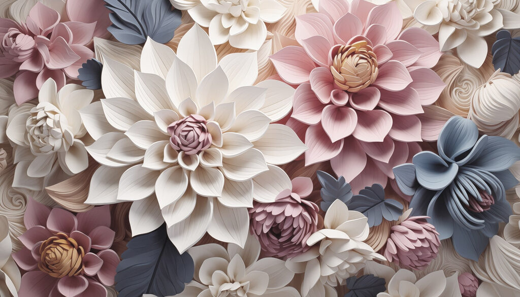 Flowers in pastel relief — full design