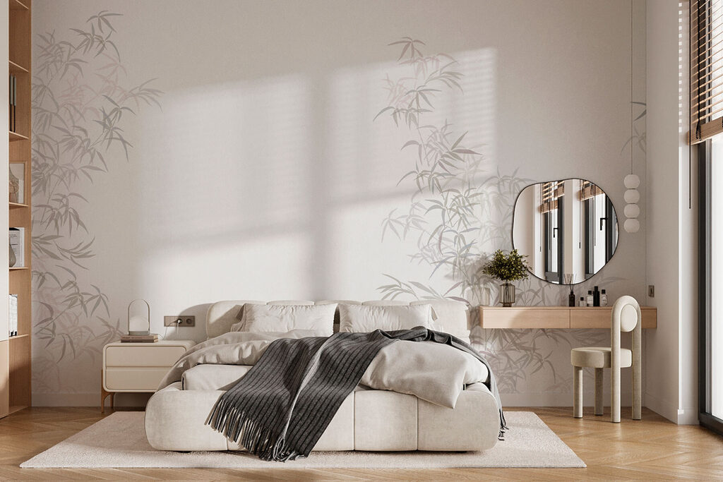 Bamboo leaves on white — interior 1