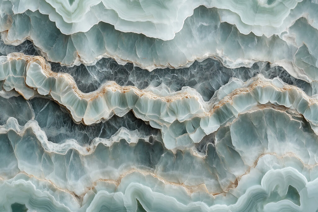 Green rock, gold veins — full design