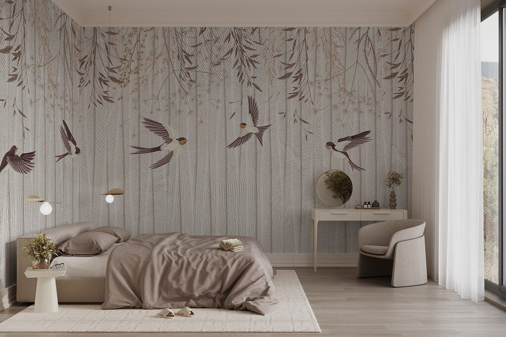 Swallows under hanging twigs — interior 1