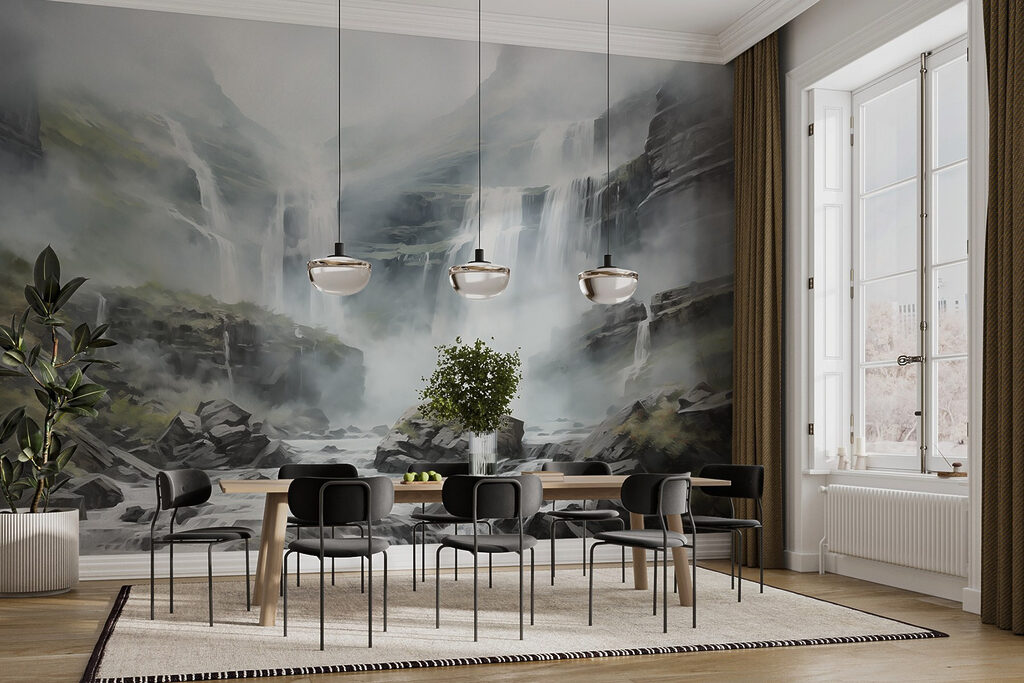 Waterfall over grey rocks — interior 4