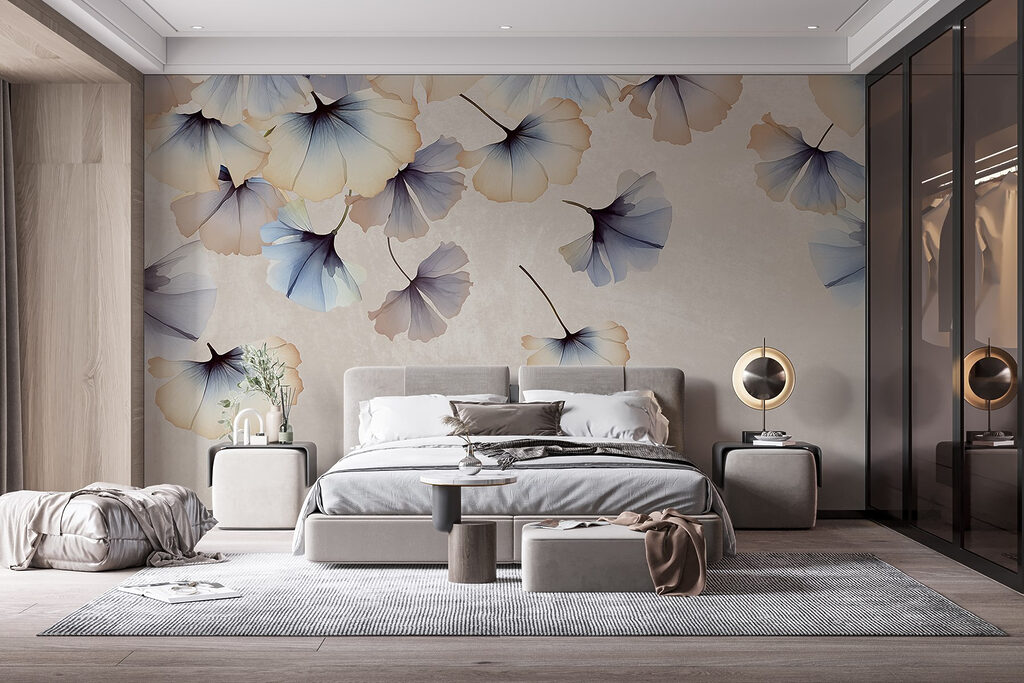 Ginkgo leaves drifting down — interior 2