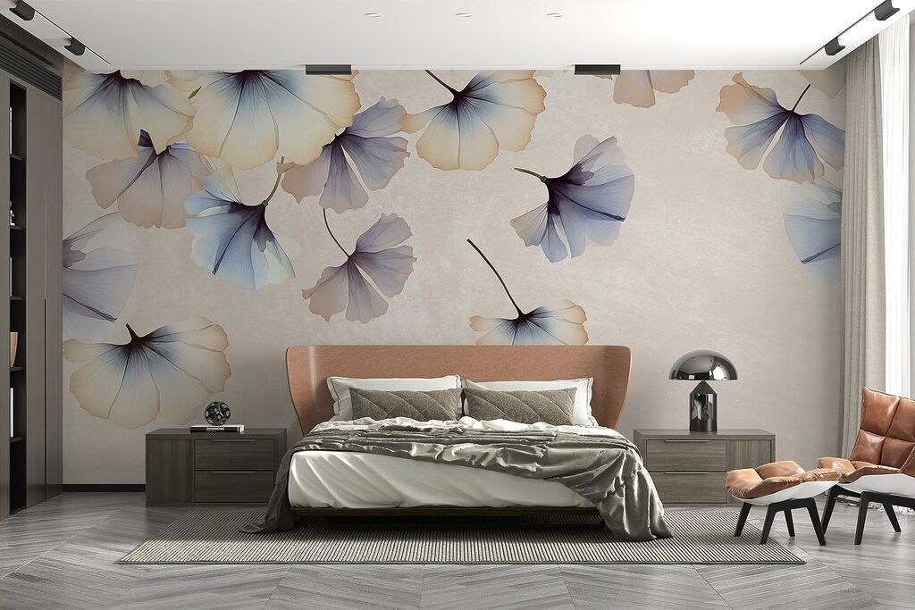 Ginkgo leaves drifting down — interior 3