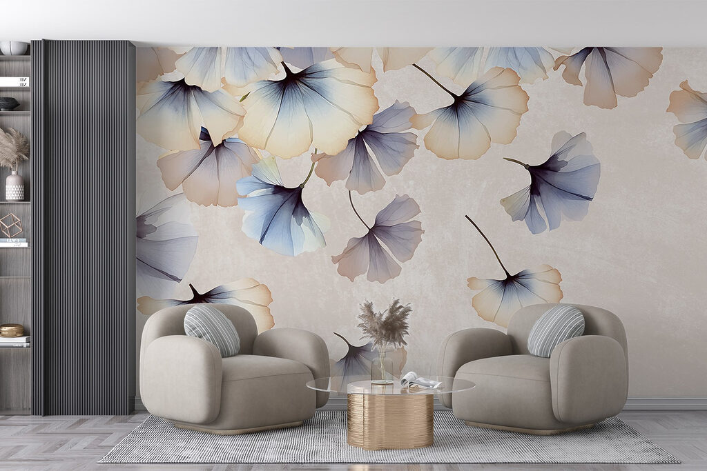 Ginkgo leaves drifting down — interior 5