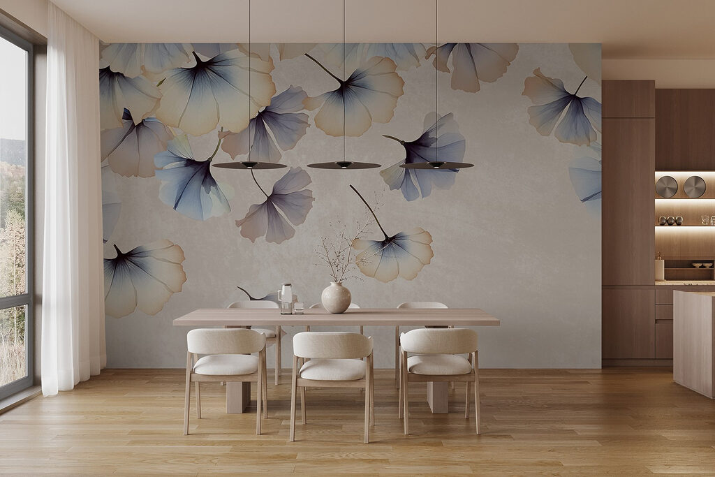 Ginkgo leaves drifting down — interior 6