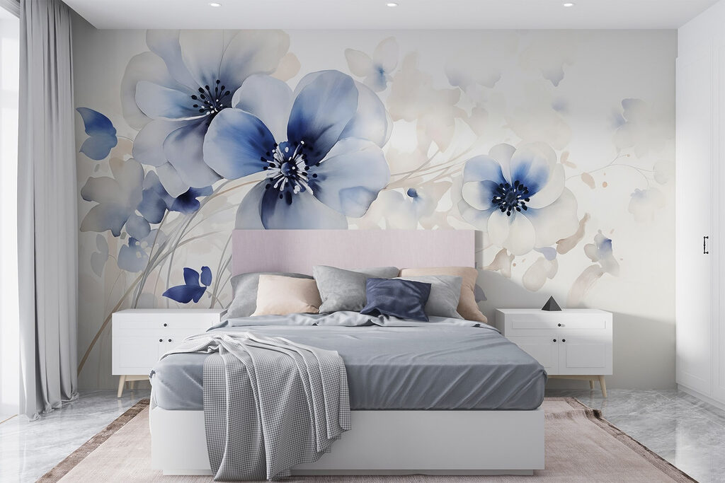 Blue flowers on stems — interior 1